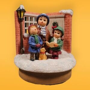 Our America Christmas Carolers Candle‎ Topper Figurine Winter Scene with Dog